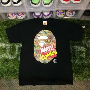 Bape Marvel Comics Ape Head Tee Black